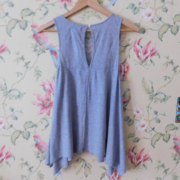 🦅 American Eagle Lace Gray Asymetrical Tank Top - Picture 7 of 11